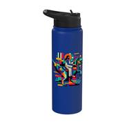 Divertente Gesù che cavalca T-Rex Dinosaur Meme Parodia per i credenti Stainless Steel Insulated Water Bottle