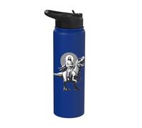 Divertente Gesù che cavalca T-Rex Dinosaur Meme Parodia per i credenti Stainless Steel Insulated Water Bottle