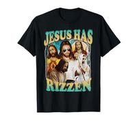 Divertente Gesù ha Rizzen Lui È Rizzin Retro Christian Maglietta