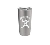 Divertente Gesù salva il lanciatore di baseball fede cristiana gioco di parole Bicchiere termico in acciaio inox doppia parete