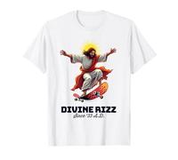 Divertente Gesù Skateboarding Divine Rizz Dal '33 d.C. Maglietta