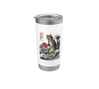 Divertente giapponese gigante gatto mostro Ukiyo-e Retro Ocean Wave Bicchiere termico in acciaio inox doppia parete
