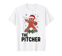 Divertente Gingerbread Baseball Christmas The Pitcher Maglietta