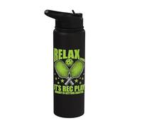 Divertente Giocatore di Pickleball Rilassati Il suo gioco Stainless Steel Insulated Water Bottle
