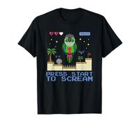 Divertente Gioco Conure Press Start to Scream Pixel Bird Nerd Maglietta