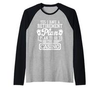 Divertente gioco d'azzardo piano pensionistico Casino in pensione Gambler Maglia con Maniche Raglan