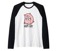 Divertente Gioco di Parole a Forma di Maiale al prosciutto Maglia con Maniche Raglan