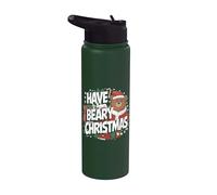 Divertente gioco di parole con orsetti natalizi - Have A Beary Christmas Stainless Steel Insulated Water Bottle