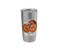 Divertente gioco di parole con polpette Meet Balls Bicchiere termico in acciaio inox doppia parete