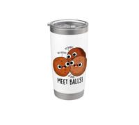 Divertente gioco di parole con polpette Meet Balls Bicchiere termico in acciaio inox doppia parete