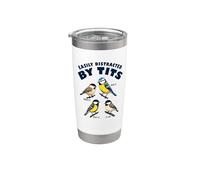 Divertente gioco di parole di birdwatching facilmente distratto dalle tette Birding Bicchiere termico in acciaio inox doppia parete
