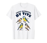 Divertente Gioco di Parole di Birdwatching Facilmente distratto dalle Tette Birding Maglietta
