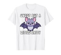 Divertente Gioco di Parole di Halloween Sweet But A Little Batty Carino Kawaii Bat Maglietta