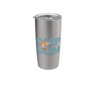 Divertente gioco di parole di pesca - Carp Diem Bicchiere termico in acciaio inox doppia parete