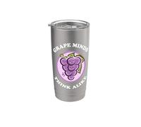 Divertente gioco di parole Kawaii Cute Grape Minds Think Alike Fruit Food Bicchiere termico in acciaio inox doppia parete