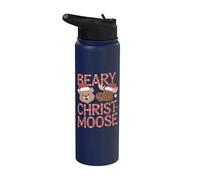 Divertente gioco di parole Merry Christmas Beary Christmas Bear Moose Stainless Steel Insulated Water Bottle