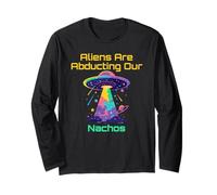Divertente gioco di parole per gli amanti dei Nachos | Meme Umorismo rapimento UFO alieno Maglia a Manica