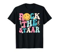 Divertente giorno di prova Rock The Staar motivazionale studenti insegnante Maglietta