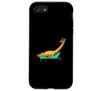 Divertente giraffa che prende il sole il design dei cartoni animati carino animale rilassante Custodia per iPhone SE (2020) / 7/8