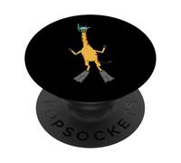 Divertente giraffa da snorkeling con disegno di cartoni animati carino animale subacqueo PopSockets PopGrip Adesivo