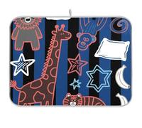 Divertente Giraffa Scimmia Striscia Nero Blu Cucina Piano di Lavoro Decorazione Cucina Scolapiatti mat 18x24 Tappetino di asciugatura 18 x 24