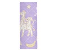 Divertente giraffa scimmia viola Checker mat yoga per la casa stampato, antiscivolo, antiscivolo yoga asciugamano con borsa tapete para ejercicio 180,3 x 66 cm