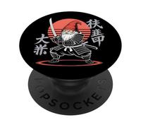 Divertente gnomo Ninja Samurai Retro Anime per gli amanti degli gnomi PopSockets PopGrip Adesivo