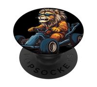 Divertente Go Kart Race con questo fantastico costume da leone PopSockets PopGrip Adesivo
