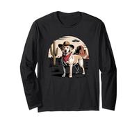 Divertente Golden Labrador Retriever Cowboy Alien UFO Deserto Maglia a Manica