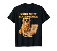 Divertente Golden Retriever Cane Mangiare Pizza Supervisore Meme Maglietta