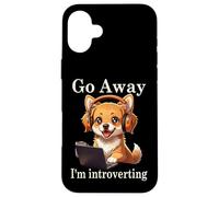 Divertente Golden Retriever Corgi Go Away I'm Introverting Dog Custodia per iPhone 16 Plus
