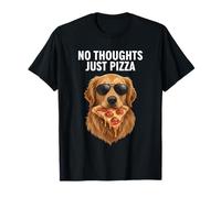 Divertente Golden Retriever Occhiali da Sole Cane Mangiare Pizza Meme Maglietta