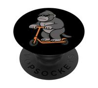Divertente Gorilla Scooter Amante Animali Ragazzi Ragazze Bambini PopSockets PopGrip Adesivo