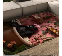 Divertente Gorilla Vasca Da Bagno Tappeti Rosa Parete Tropicale Floreale Botanica Modello Tappeto Sottile per Yoga Spa Room Creativo Animale Home Decor 120 x 160 cm
