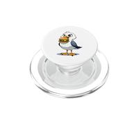 Divertente grafica gabbiano con hamburger nel becco PopSockets PopGrip per MagSafe