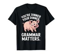 Divertente Grammatica Inglese questioni punteggiatura Maiale Salvare la Vita Maglietta