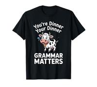 Divertente Grammatica Inglese questioni punteggiatura Mucca Salvare la Vita Maglietta