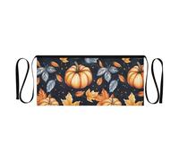 Divertente grembiule da cameriera con 3 tasche 30,5 cm, zucche luminose su sfondo marrone, grembiule impermeabile per donne, uomini, adulti, ristorante, Zucche di Halloween e foglie d'autunno, Taglia