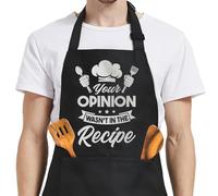 Divertente grembiule da cucina, grembiule da cucina per barbecue, grembiule da chef nero con cinturino regolabile per il collo, due grandi tasche, lacci in vita extra lunghi, divertente regalo di