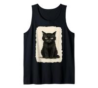 Divertente Grumpy Nero Neko Gatto Kawaii Anime Giapponese Vintage Canotta