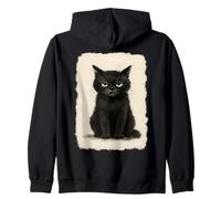 Divertente Grumpy Nero Neko Gatto Kawaii Anime Giapponese Vintage Felpa con Cappuccio