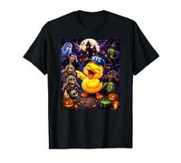 Divertente Halloween Anatra Mostro Haunted House Party Maglietta