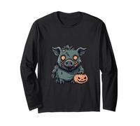 Divertente Halloween Cinghiale Zombie Comic Pig Maglia a Manica