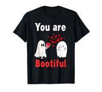 Divertente Halloween Coppie Boo Gioco di Parole bootiful Fantasma con Rose Maglietta
