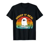 Divertente Halloween Ghost Skateboard Vintage Retro Creep it Reale Maglietta