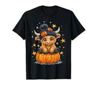 Divertente Halloween Highland Mucca Fantasma Spettrale Zucca Ciao Autunno Maglietta