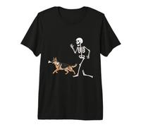 Divertente Halloween Pastore Tedesco e Scheletro Maglietta Premium