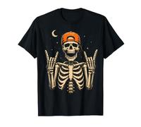 Divertente Halloween Scheletro Rock Hand On Roll Musica Ragazzi Uomini Maglietta