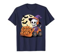 Divertente Halloween Skeleton Guida Loader con Zucche Maglietta