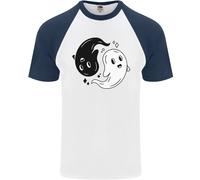 Divertente Halloween Ying Yang Fantasmi Maglietta S/S Da Baseball Per Uomo